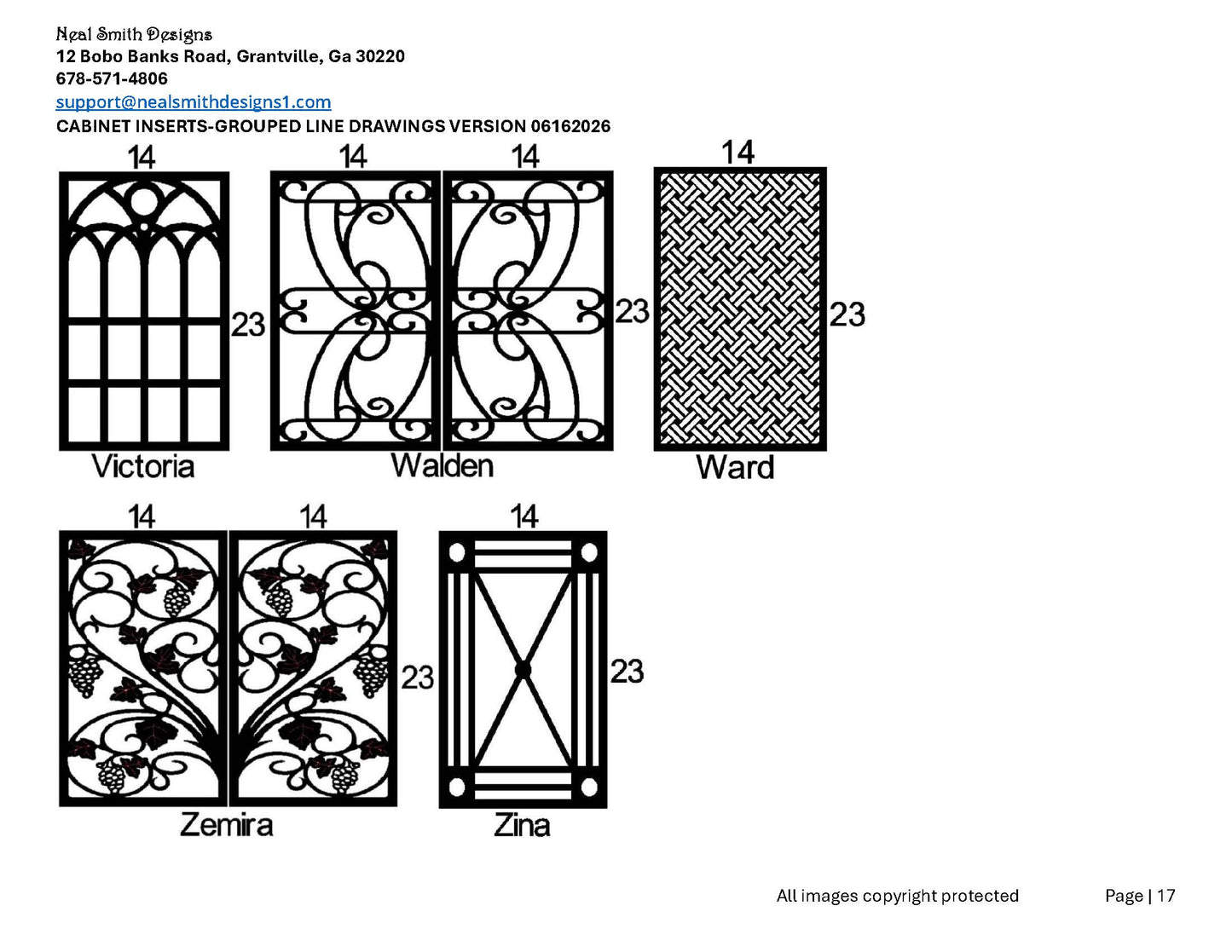 All Cabinet Door Insert Line Drawings
