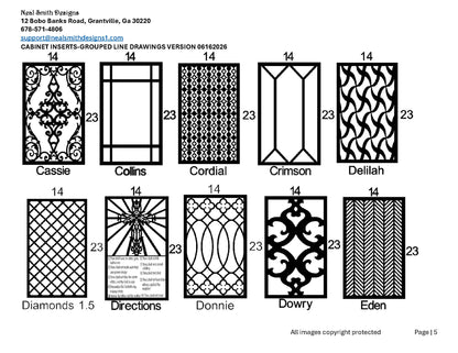 All Cabinet Door Insert Line Drawings