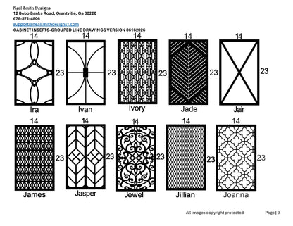 All Cabinet Door Insert Line Drawings