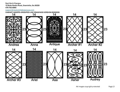All Cabinet Door Insert Line Drawings