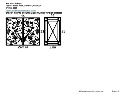 Zemira and Zina with grape clusters. sample design drawings from the drawing library.